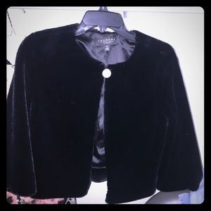 LAUNDRY BY SHELLI SEGAL BLACK FUR BOLERO JACKET